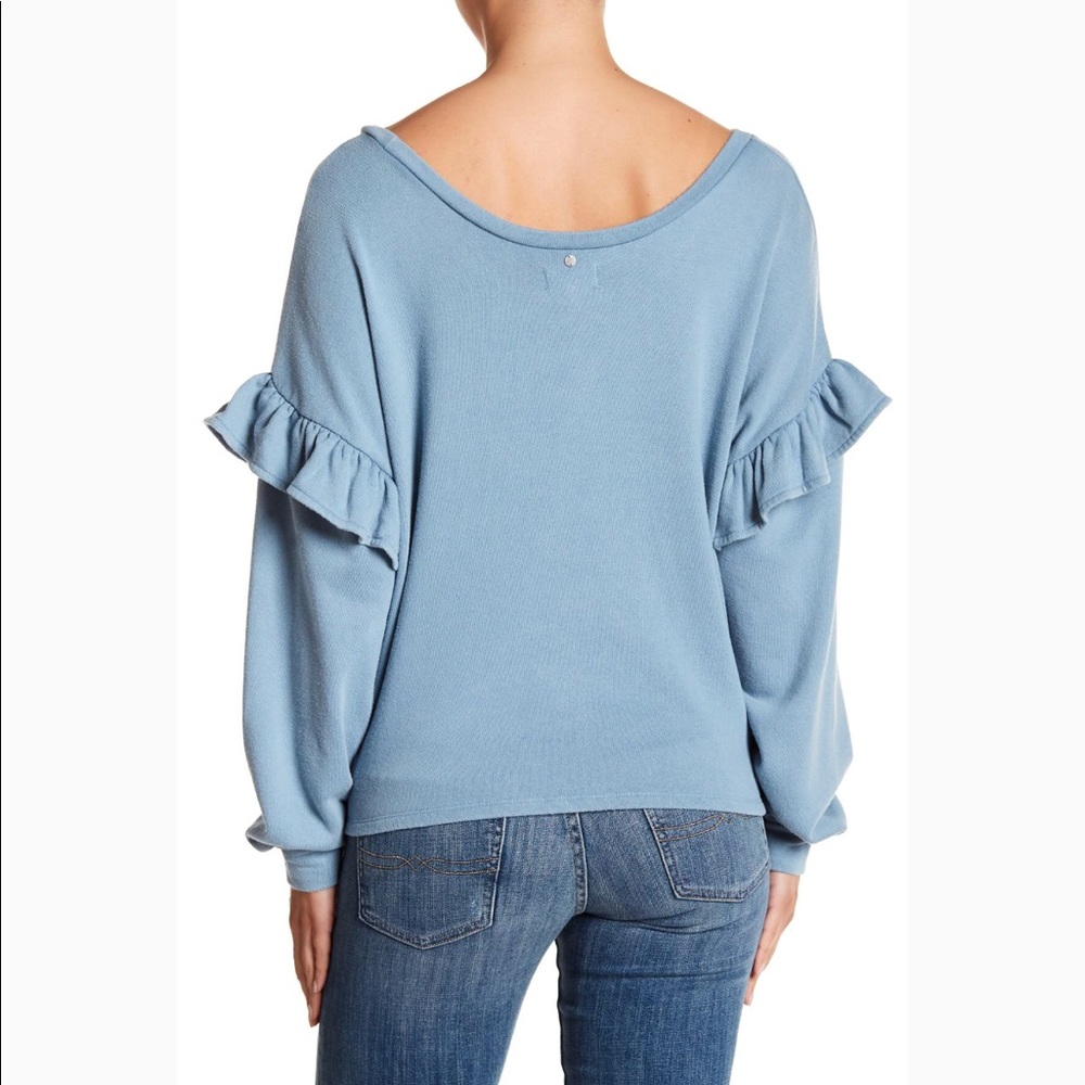 Lucky Brand Ruffle Sleeve Sweatshirt NWT - Picture 2 of 7